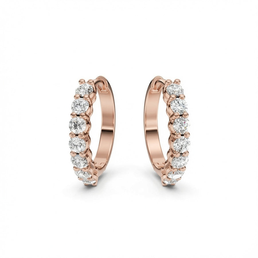 1.1 ct Round Cut Hoop Prong Hinged Diamond Earrings VS1 D White Gold 14k