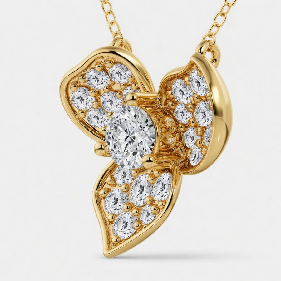 14K White Gold Pavé Flower Lab-Grown Diamond Pendant (1.00 CTW – D–F / VS1–VS2)