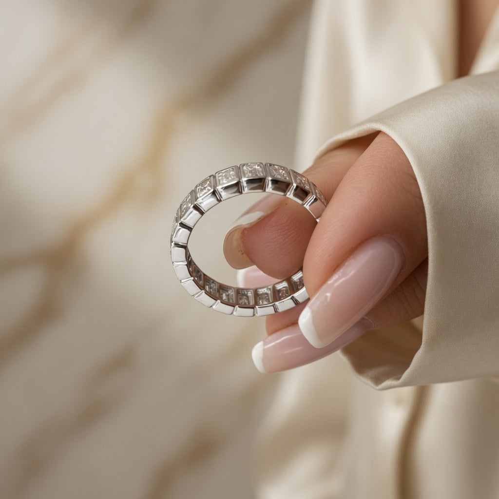 2.16 CT Lab-Grown Diamond Eternity Ring in 14K White Gold (D–F / VS1–VS2)