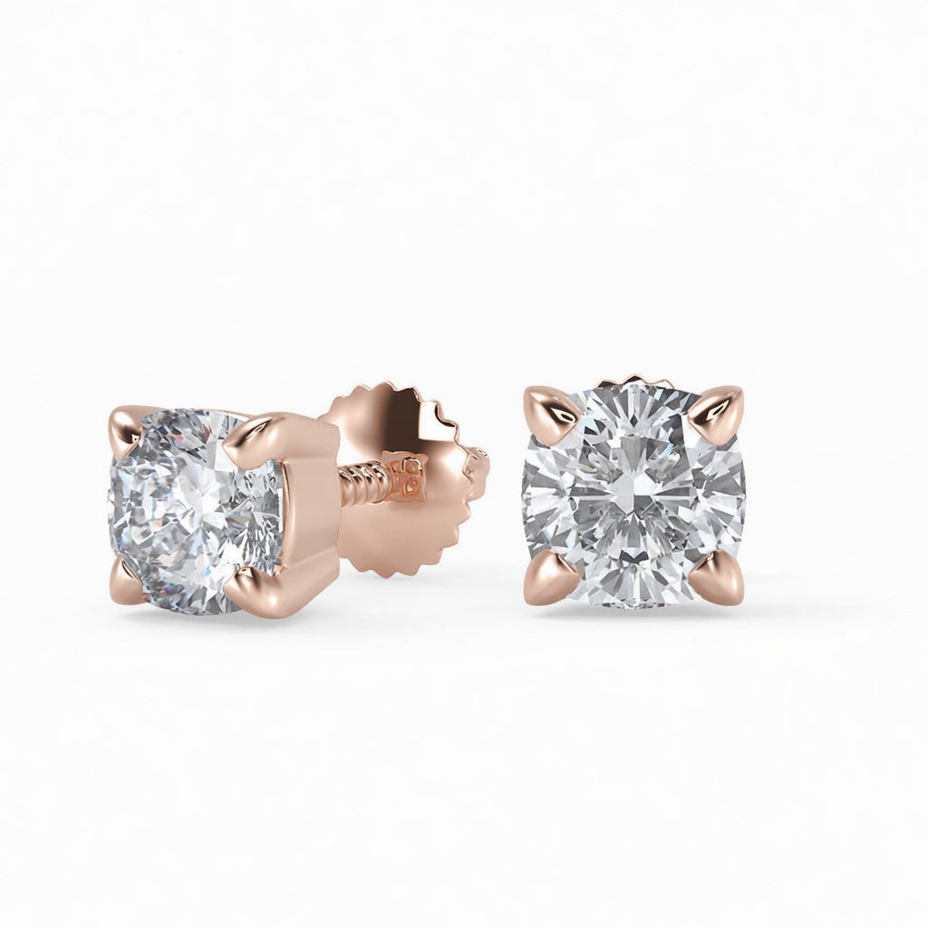 3 Ct Cushion Cut Basket Stud Diamond Earrings VS1 D Screw Back