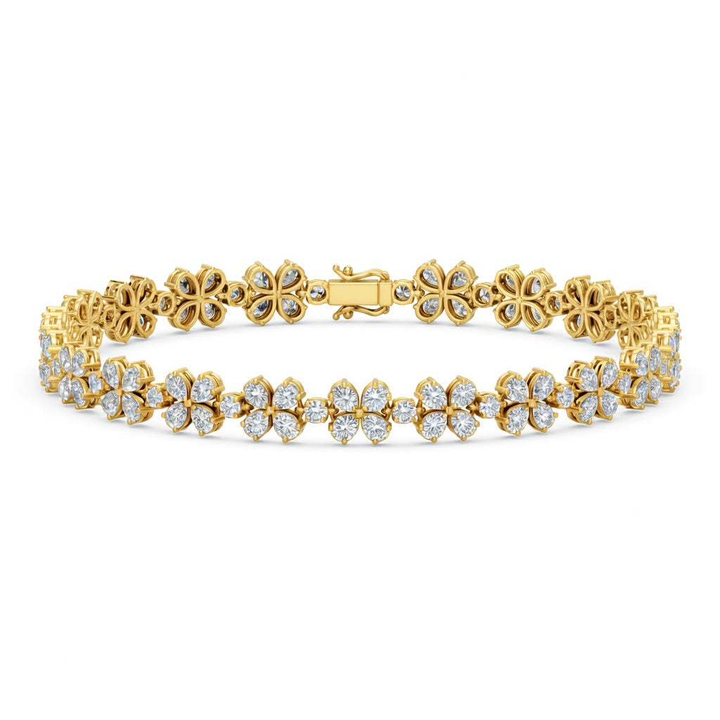 6.49 Carat Pear Cut Diamond Tennis Bracelet VS1 D F White Gold 14k