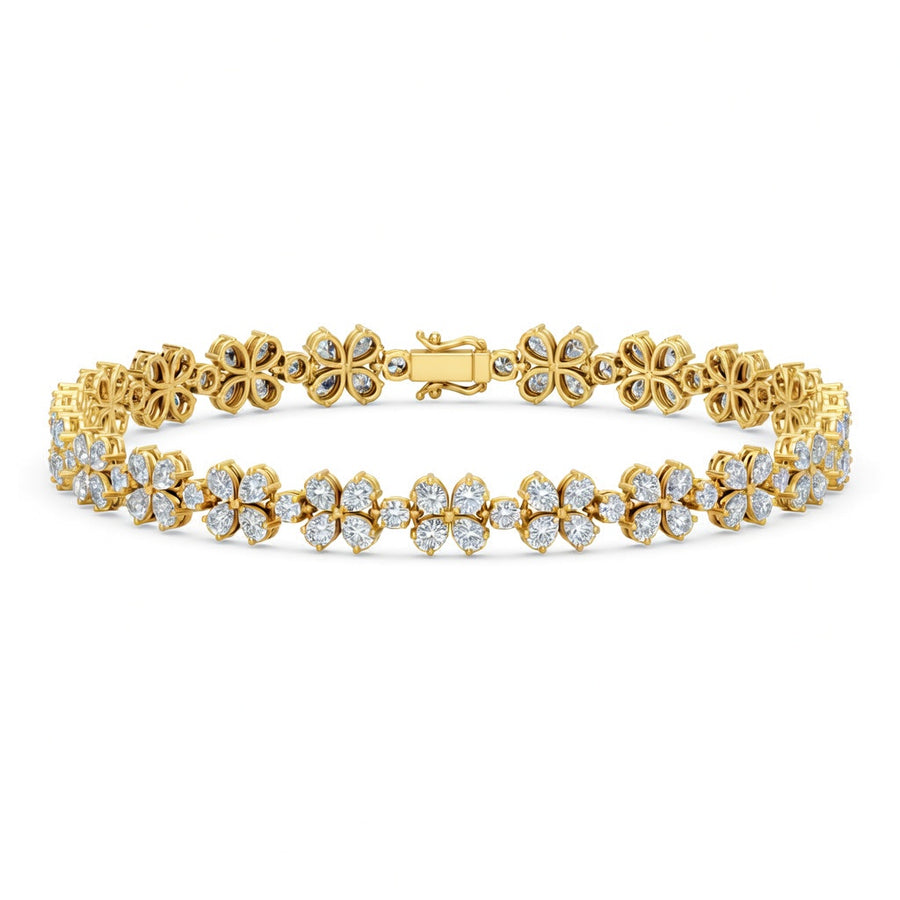 6.49 Carat Pear Cut Diamond Tennis Bracelet VS1 D F White Gold 14k