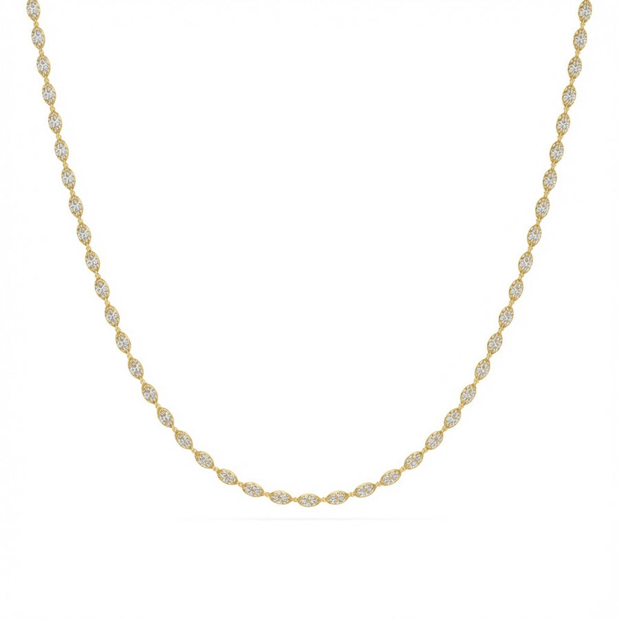 9 Ct Marquise Cut Diamond Tennis Necklace VS1 D-F White Gold 14k
