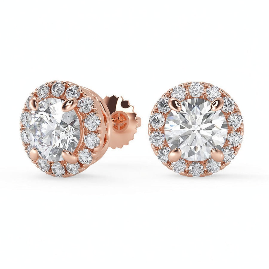 5 Ct Round Cut Stud Diamond Earrings VS1 D Screw Back White Gold 14k
