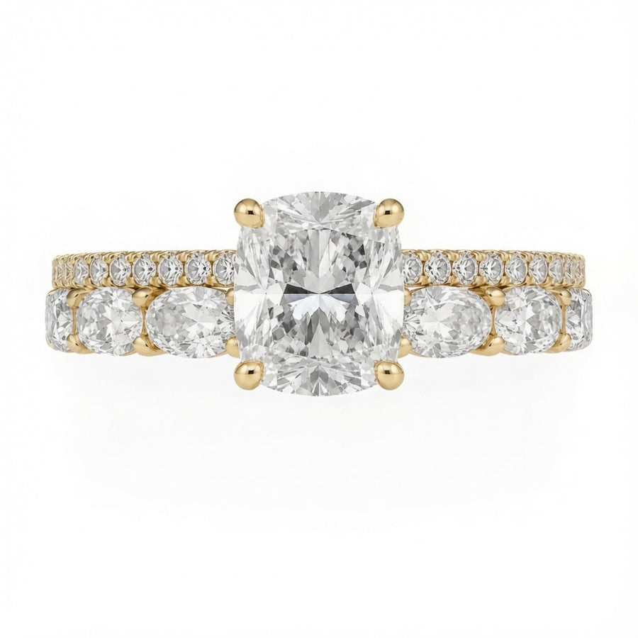 3.00 CT Cushion Cut Lab-Grown Diamond 2PCS Bridal Set in 14K White Gold – Brilliant Cut Wedding Ring Design