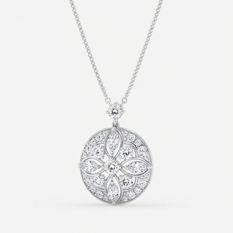 2.00 CTW Round and Marquise Lab-Grown Diamond Vintage Pendant (D–F / VS1–VS2)