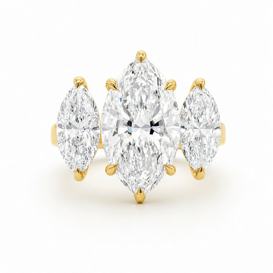 3.00 CT Marquise Lab-Grown Diamond Three-Stone Engagement Ring in 14K White Gold – Classic Trilogy Design