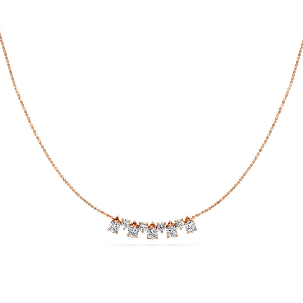 1.2 Ct Pear Round Cut Diamond Chain Necklace VS1 D-F White Gold 14k
