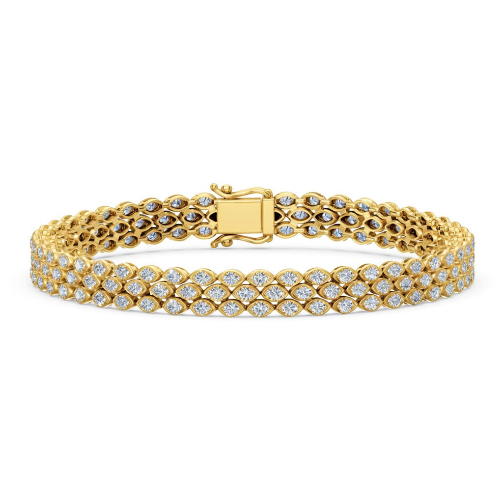 6.17 Carat Round Cut Diamond Tennis Bracelet VS1 D F White Gold 14k