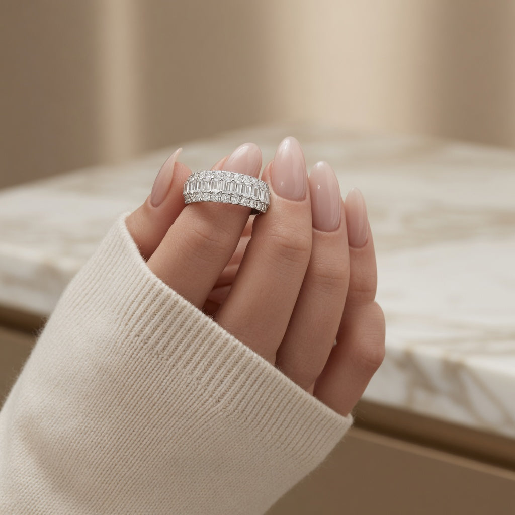 14K White Gold Lab-Grown Diamond Eternity Wedding Band Ring (1.55 CTW – D–F / VS1–VS2)