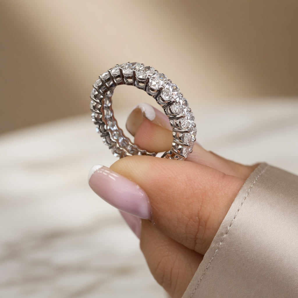 3.41 CT Lab-Grown Diamond Eternity Ring in 14K White Gold (D–F / VS1–VS2)
