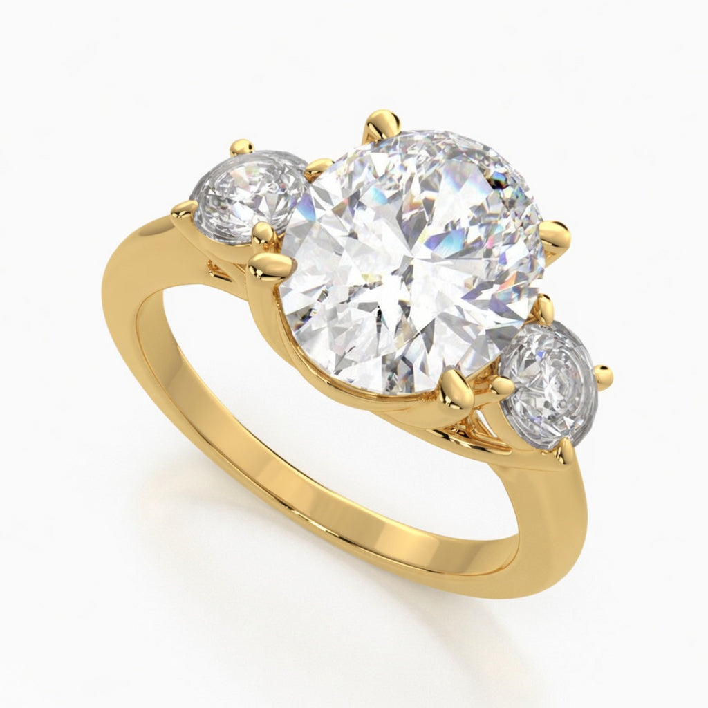 Hana 2.2 Carat Oval Cut 3 Stone Engagement Ring
