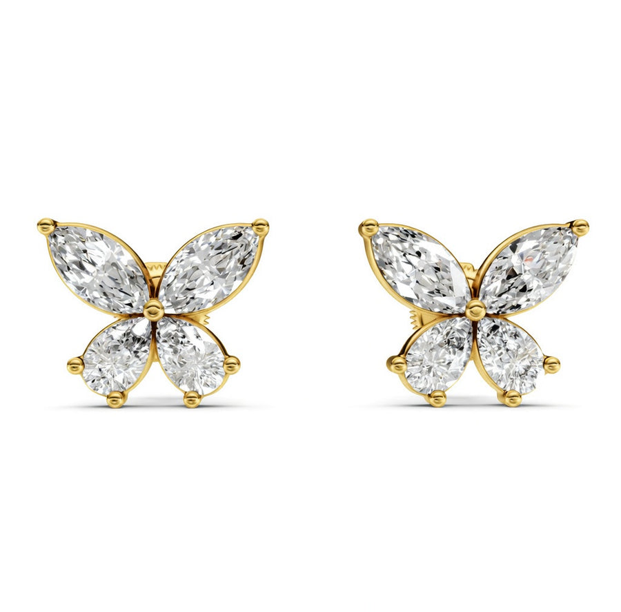 1.94 ct Marquise Pear Cut Stud Cluster Diamond Earrings VS1 D White Gold 14k