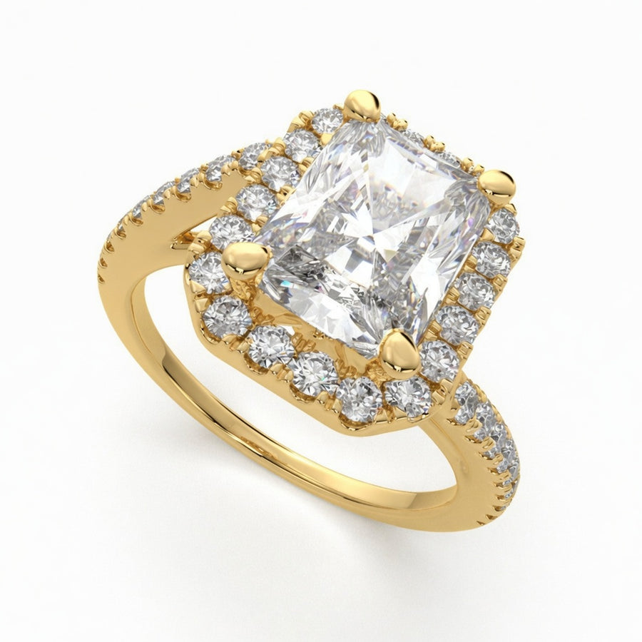 Paloma 3.35 Carat Emerald Cut Pave Halo Engagement Ring