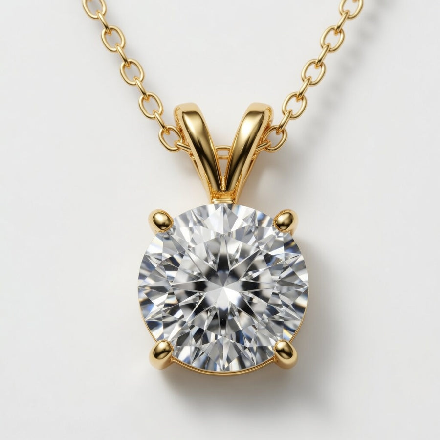2.00 Carat Round Lab-Grown Diamond Split Bail Solitaire Pendant – VS1 Clarity, D–F Color, 14K White Gold with Adjustable Chain