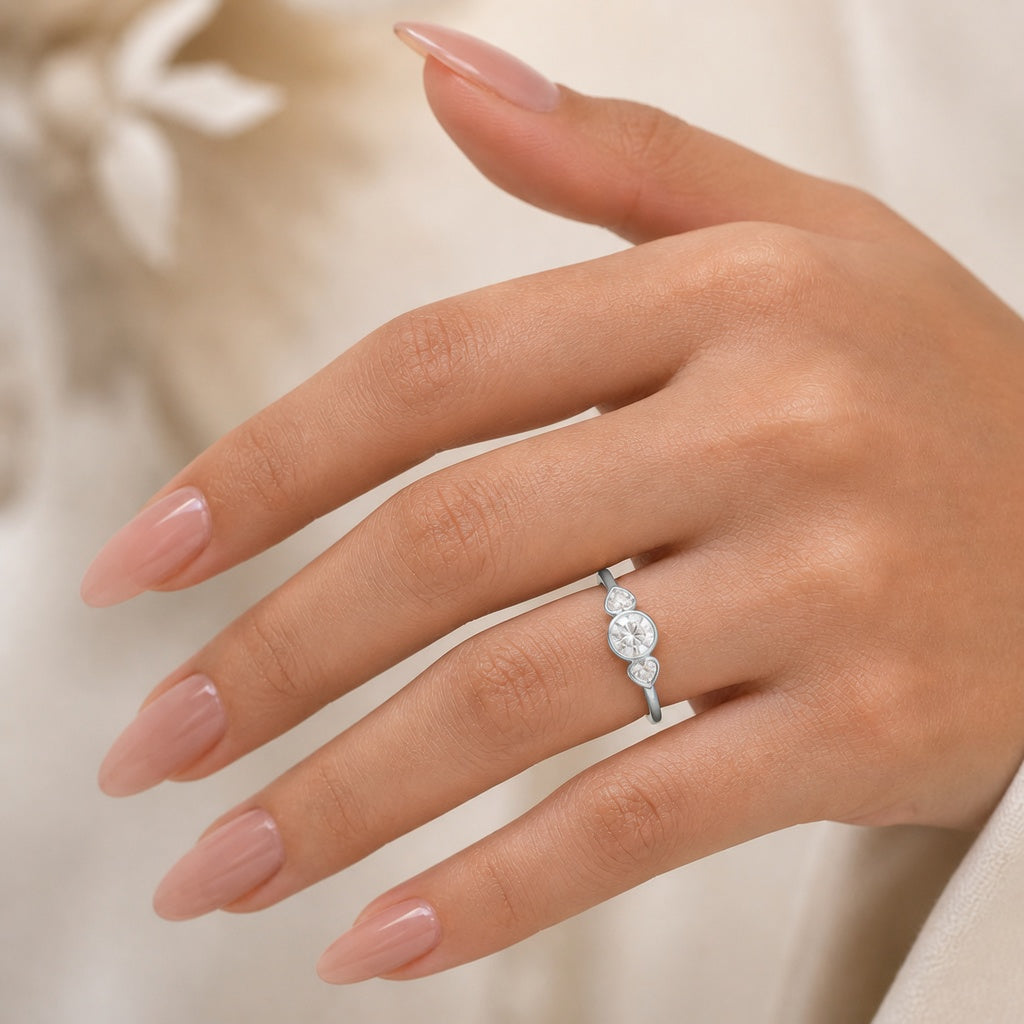 14K Solid Gold Lab-Grown Diamond 3-Stone Fashion Ring (1.00 CTW – D–F / VS1–VS2)