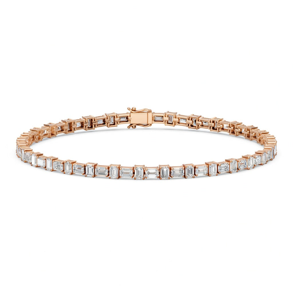 6.2 Carat Emerald Cut Diamond Tennis Bracelet VS1 D F White Gold 14k