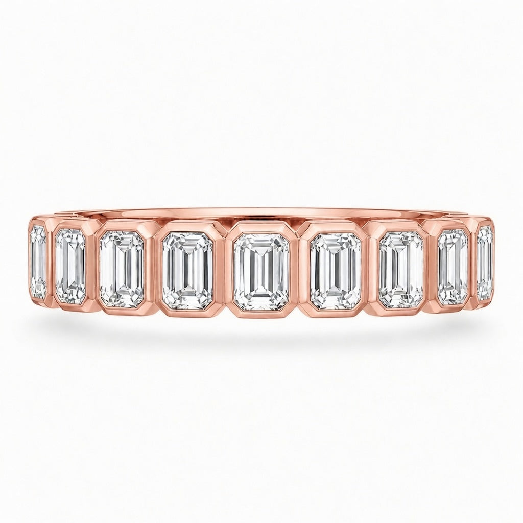 1.00 CT Lab-Grown Diamond Half Eternity Ring in 14K White Gold (D–F / VS1–VS2)