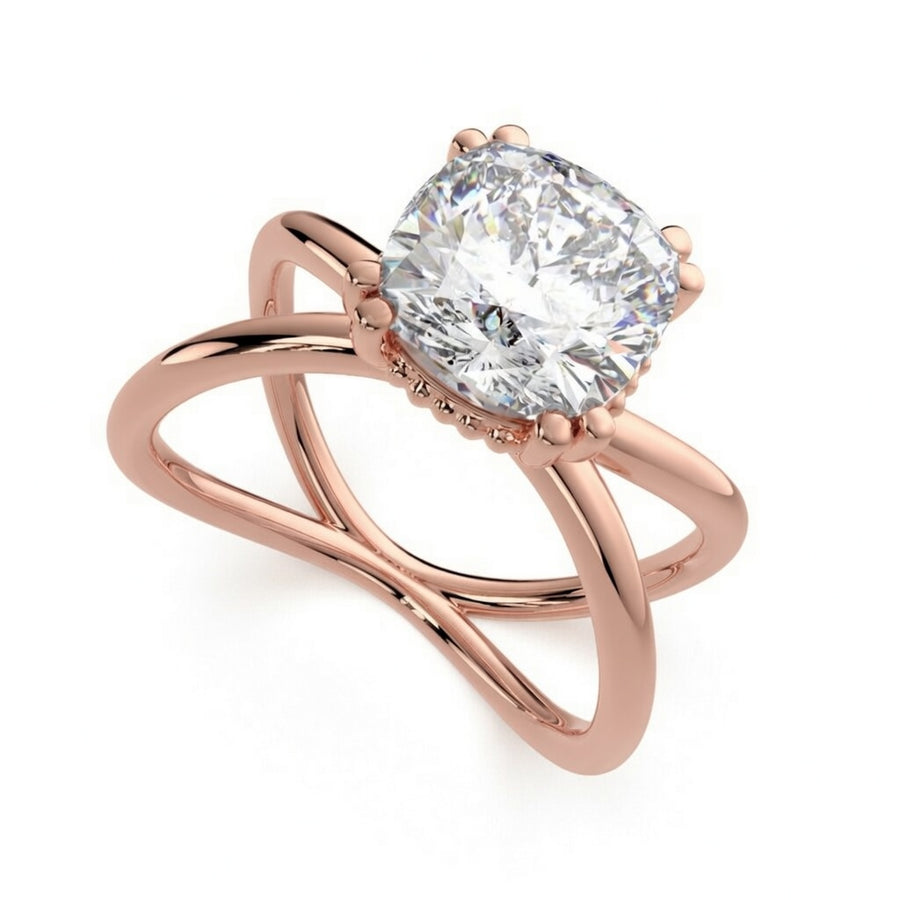 Tatiana 3 Carat Cushion Cut Solitaire Split Shank Engagement Ring