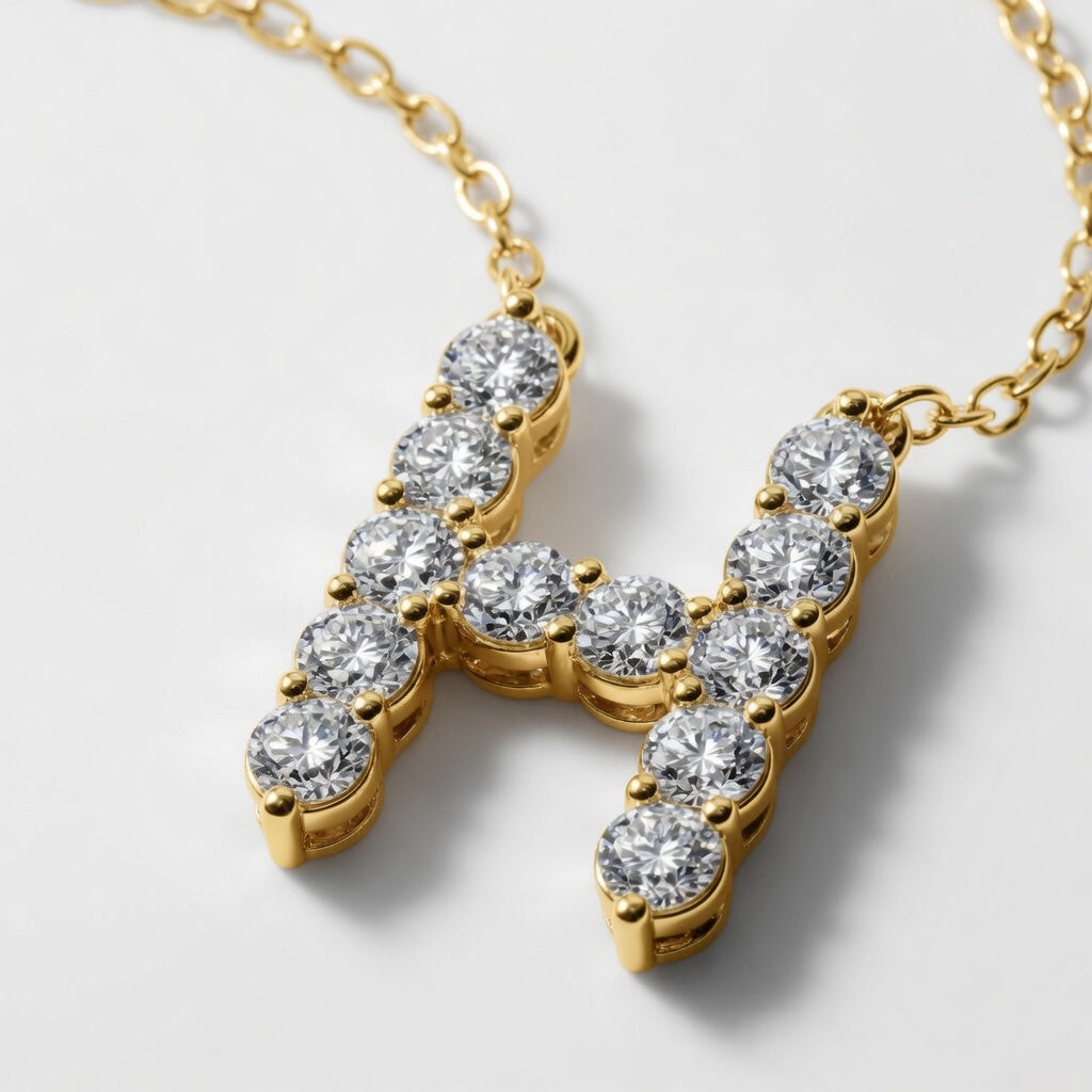 1.00 CTW Round Lab-Grown Diamond Initial H Personalized Pendant (D–F / VS1–VS2)
