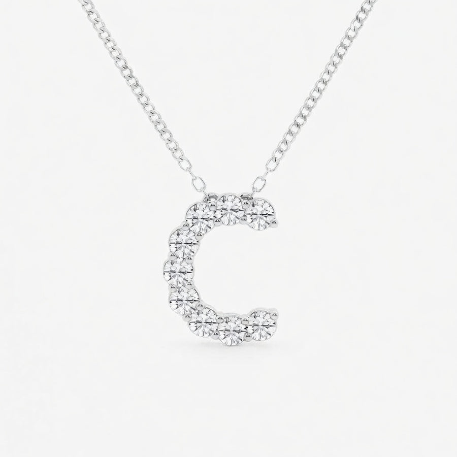 1.00 CTW Round Lab-Grown Diamond Initial C Personalized Pendant (D–F / VS1–VS2)