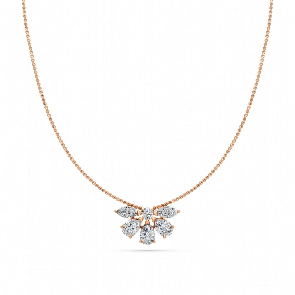 1.5 Ct Round Pear Marquise Cut Diamond Chain Necklace VS1 D-F White Gold 14k