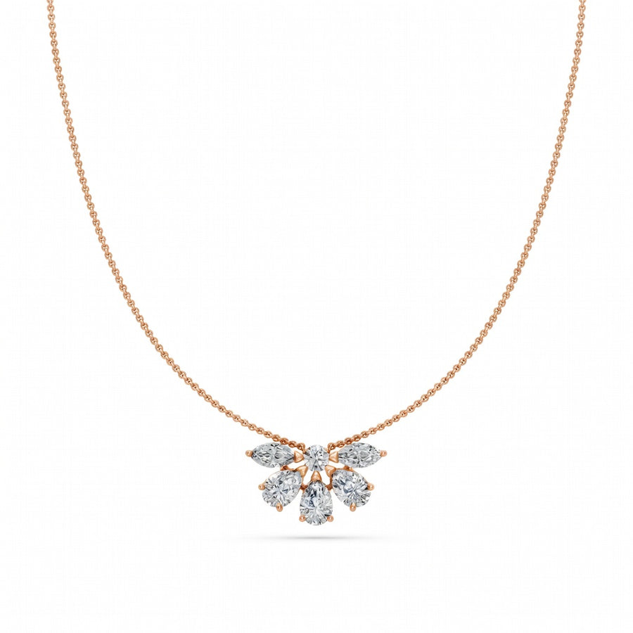 1.5 Ct Round Pear Marquise Cut Diamond Chain Necklace VS1 D-F White Gold 14k