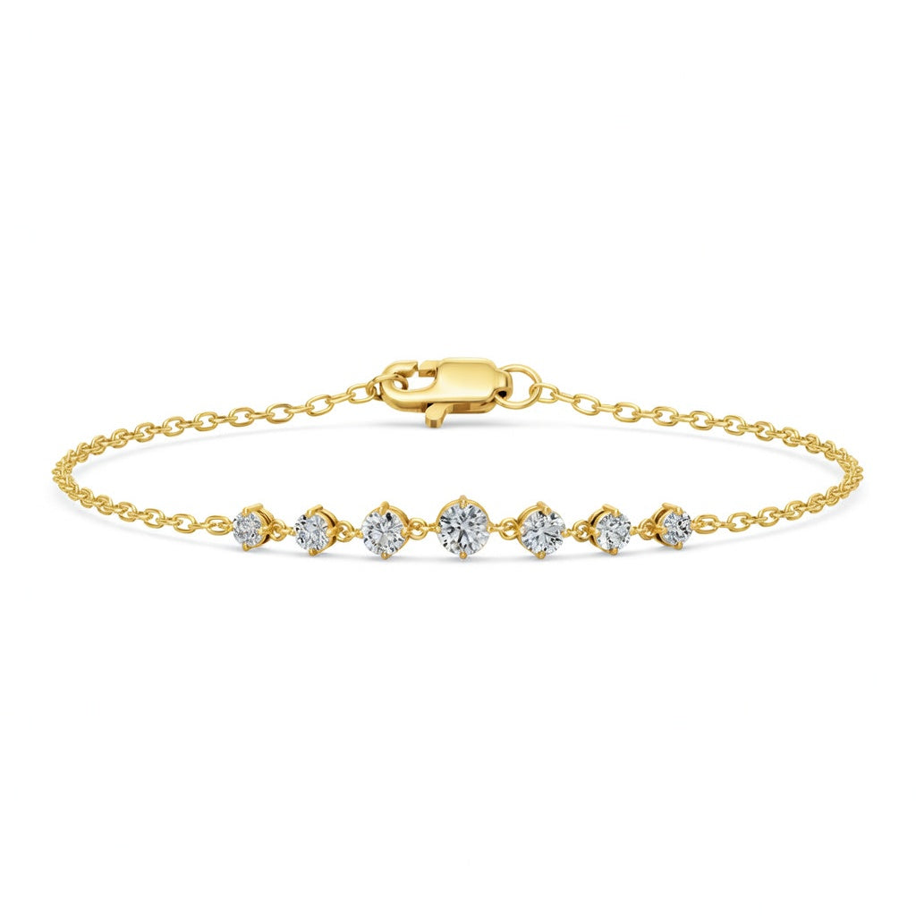 0.91 Carat Round Cut Diamond Chain Bracelet VS1 D F White Gold 14k