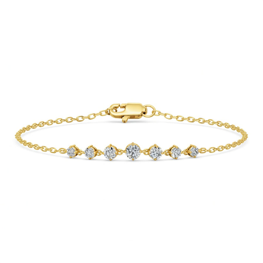 0.91 Carat Round Cut Diamond Chain Bracelet VS1 D F White Gold 14k