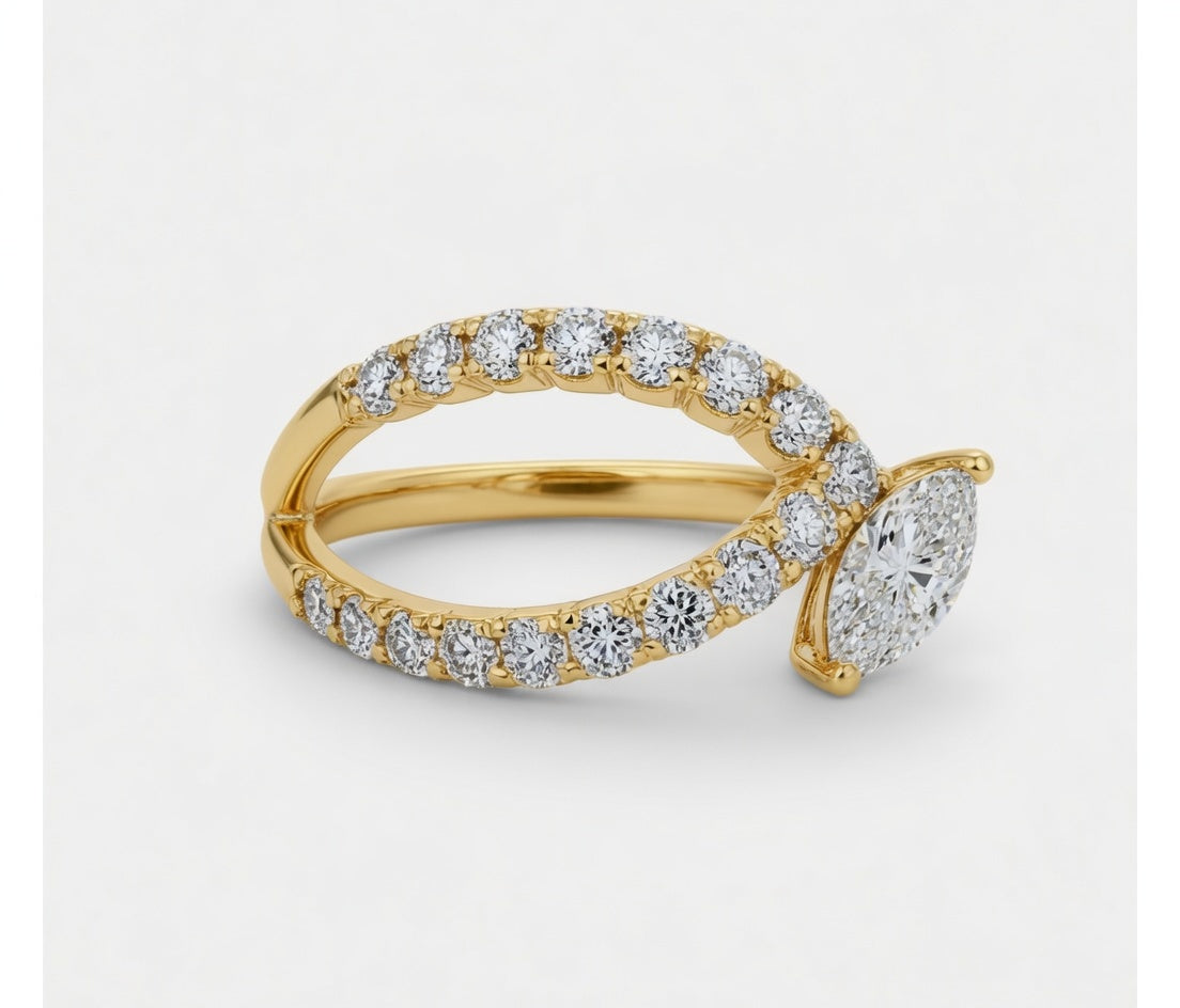 1.00 CT Round Lab-Grown Diamond Statement Ring in 14K White Gold (D–F / VS1–VS2)