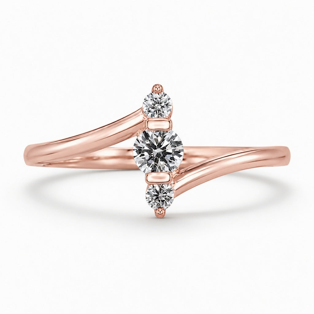 1.00 CT Lab-Grown Diamond Three-Stone Stacking Ring in 14K White Gold – Minimalist Triple Stone Promise Design