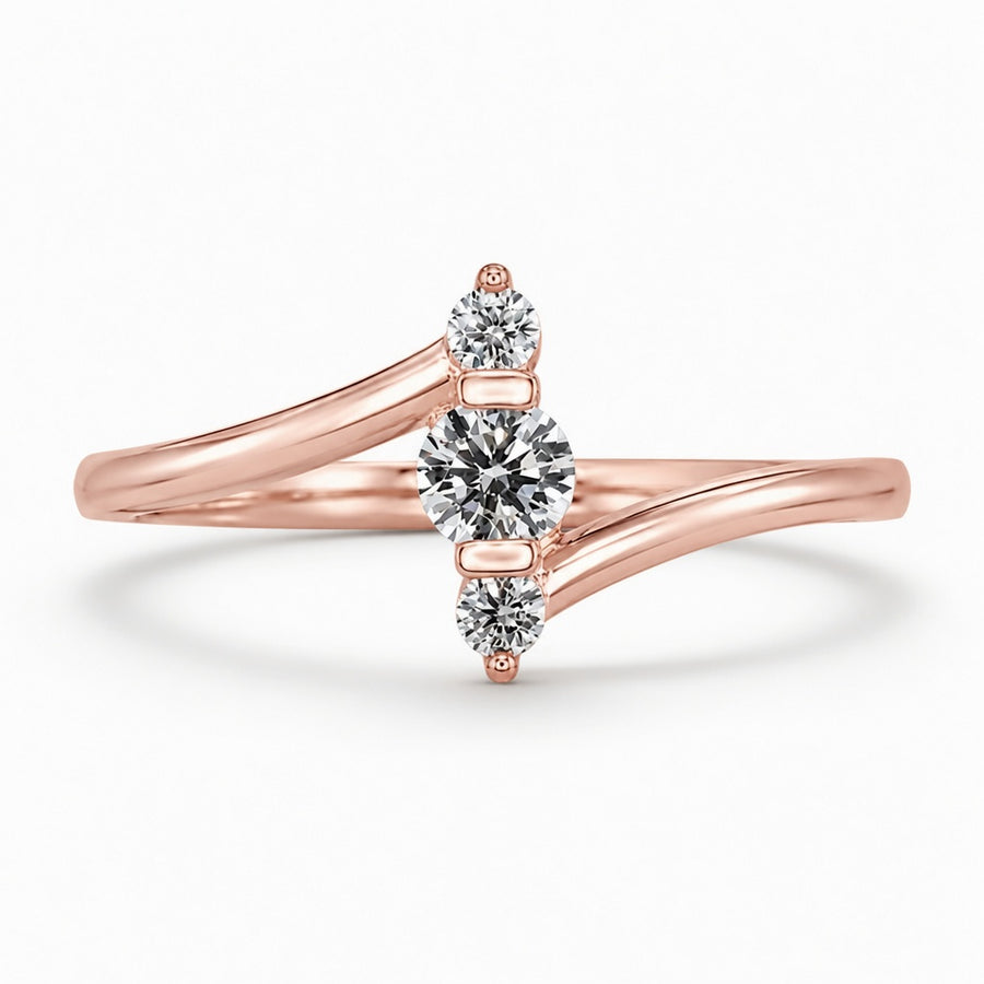 1.00 CT Lab-Grown Diamond Three-Stone Stacking Ring in 14K White Gold – Minimalist Triple Stone Promise Design