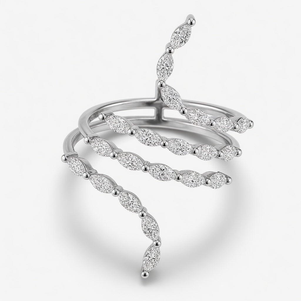 14K White Gold Lab-Grown Diamond Wrap Fashion Ring (2.15 CTW – D–F / VS1–VS2)