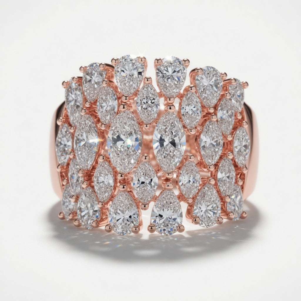 4.05 CT Lab-Grown Diamond Dome Fashion Ring in 14K White Gold (D–F / VS1–VS2)