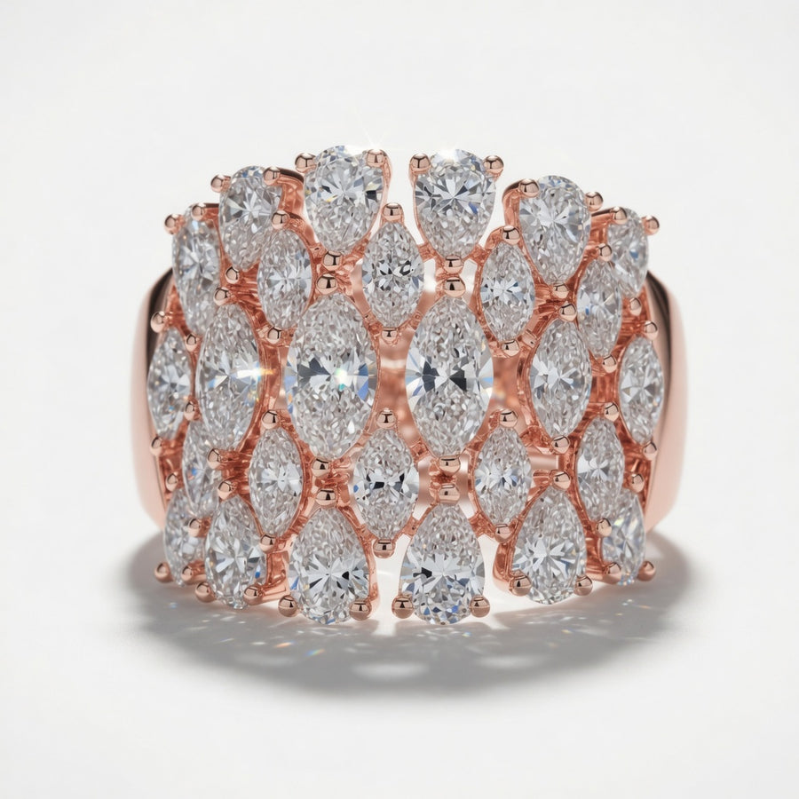4.05 CT Lab-Grown Diamond Dome Fashion Ring in 14K White Gold (D–F / VS1–VS2)