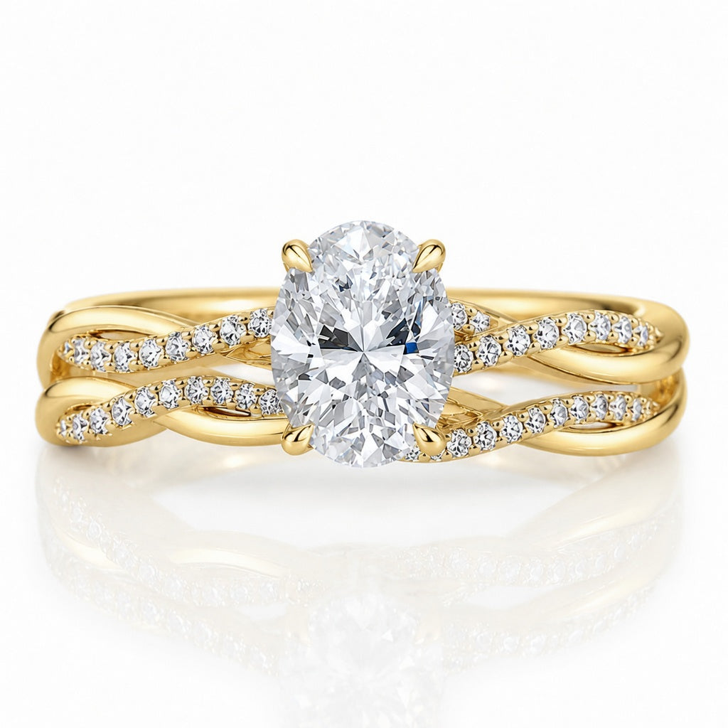 2.50 CT Petite Twisted Vine Lab-Grown Diamond 2PCS Bridal Set in 14K White Gold – Nature Inspired Matching Wedding Ring Design