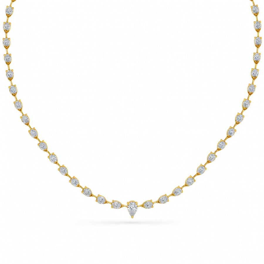 16.8 Ct Pear Cut Diamond Tennis Necklace VS1 D-F White Gold 14k