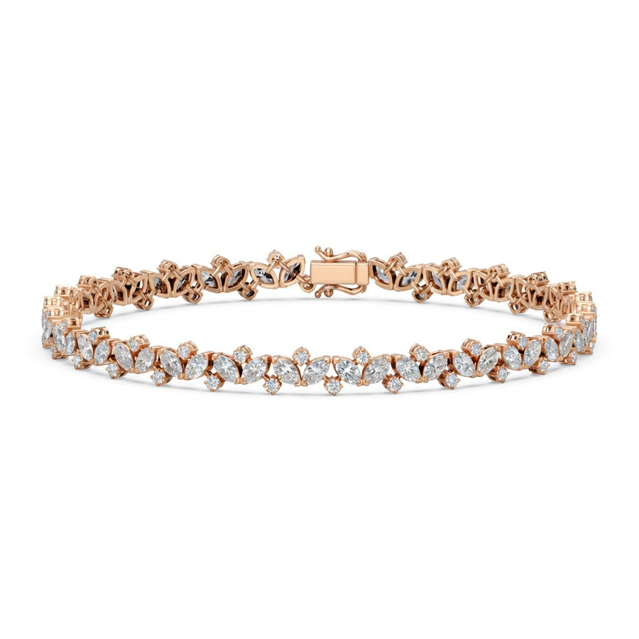 4.45 Carat Marquise Cut Diamond Tennis Bracelet VS1 D F White Gold 14k