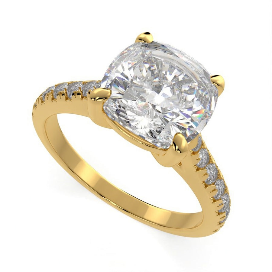 Ginevra 4.2 Carat Cushion Cut Tapered Engagement Ring