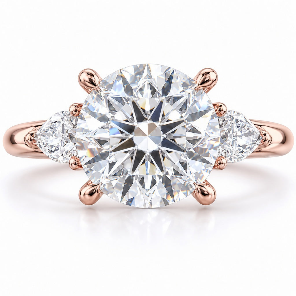 3.00 CT Round Cut Lab-Grown Diamond Three-Stone Engagement Ring in 14K White Gold – Minimalist Dainty Stacking Design