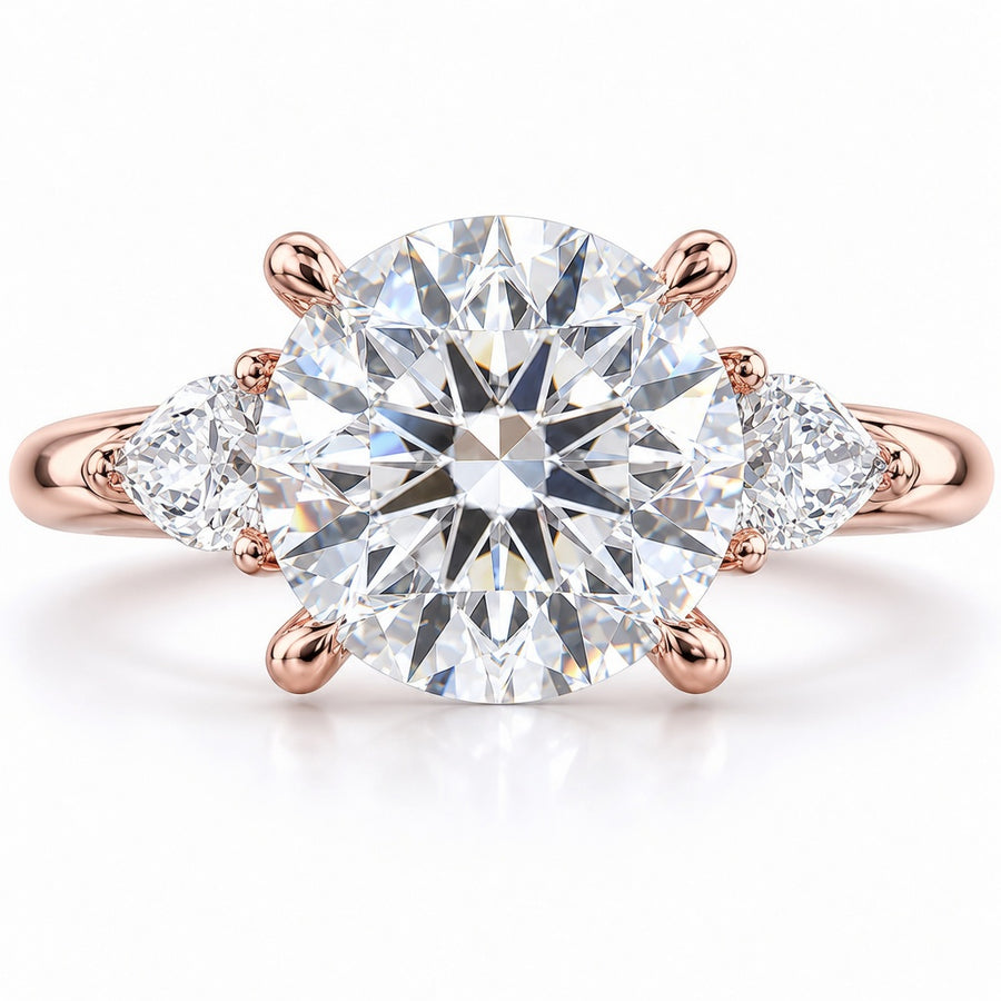 3.00 CT Round Cut Lab-Grown Diamond Three-Stone Engagement Ring in 14K White Gold – Minimalist Dainty Stacking Design