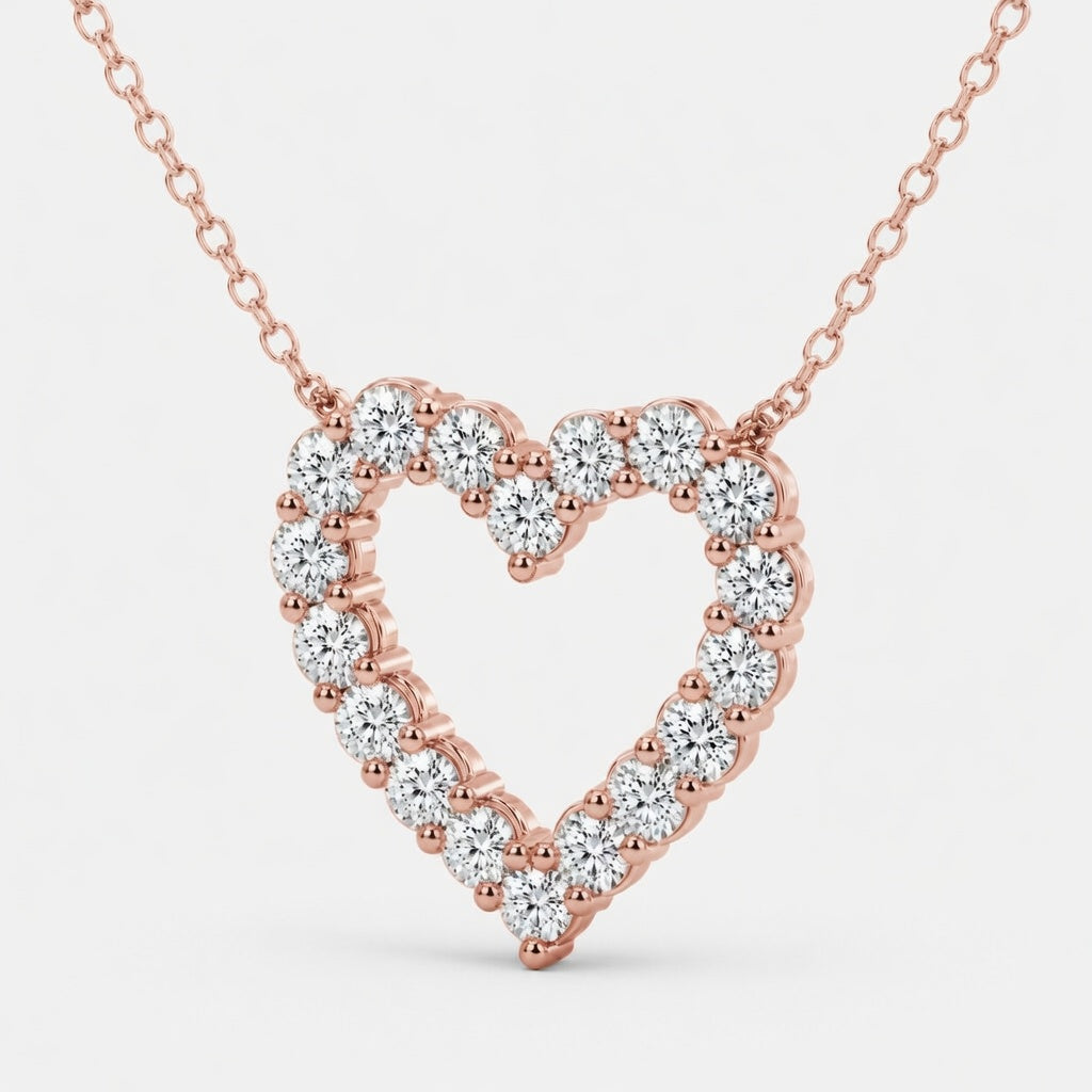 3.00 CTW Round Lab-Grown Diamond Heart Pendant with Adjustable Chain (D–F / VS1–VS2, IGI Certified)