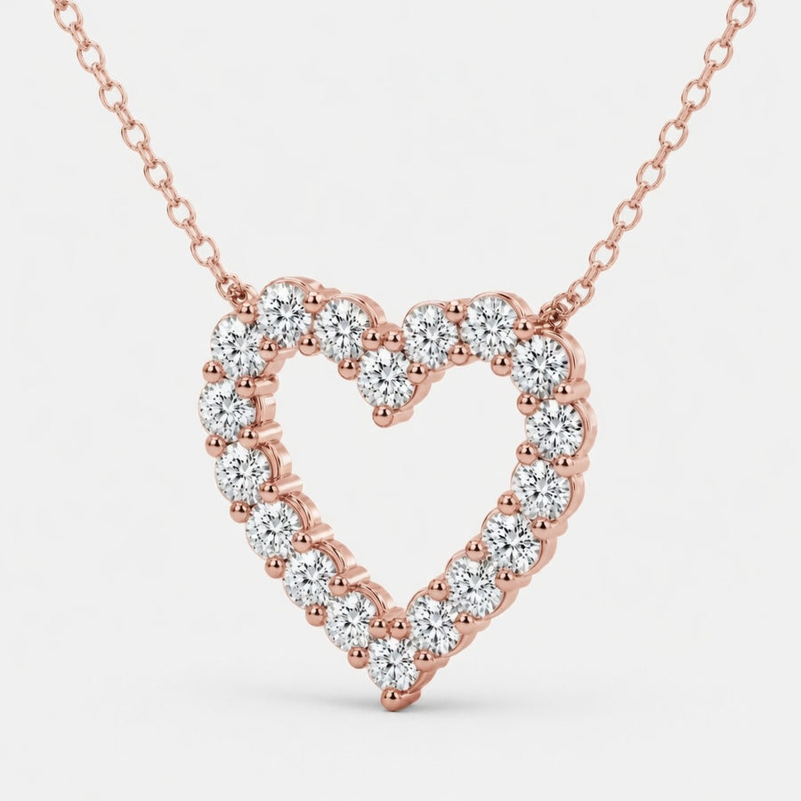 3.00 CTW Round Lab-Grown Diamond Heart Pendant with Adjustable Chain (D–F / VS1–VS2, IGI Certified)