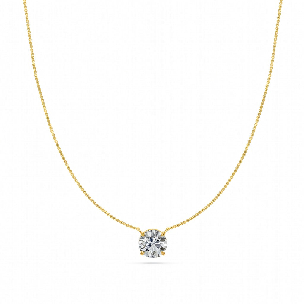 2 Ct Round Cut Diamond Pendant Necklace VS1 D-F White Gold 14k
