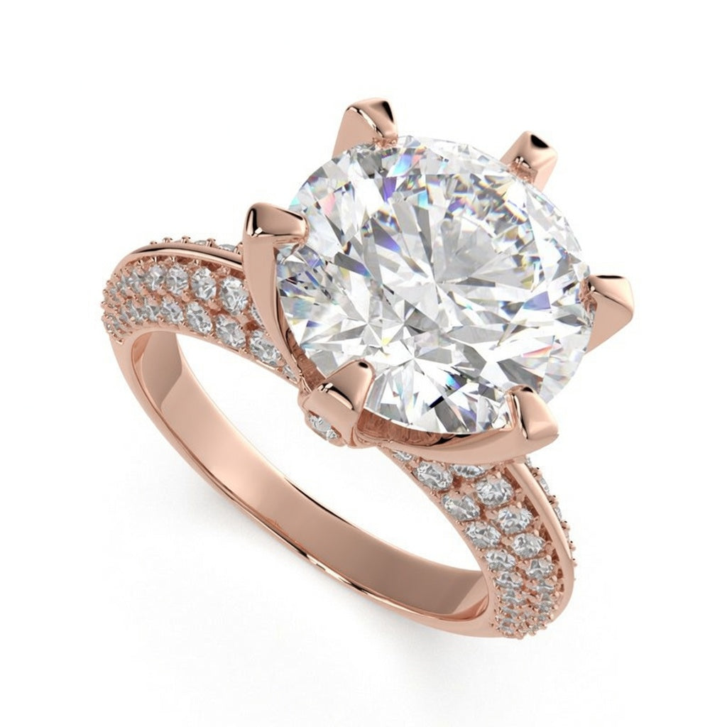 Daria 1.75 Carat Round Cut Pave 6 Prong Engagement Ring