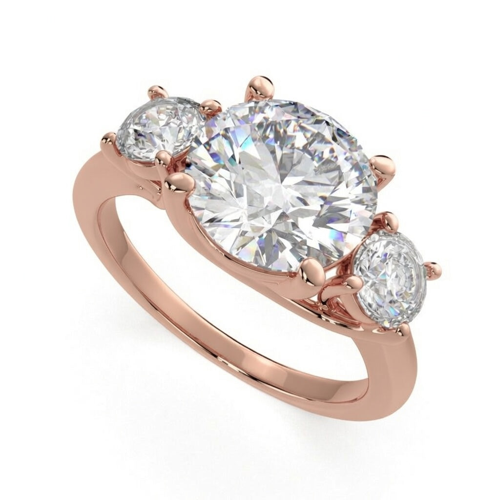Hana 1.2 Carat Round Cut 3 Stone Engagement Ring