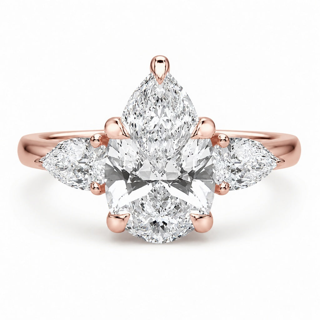 1.80 CT Pear Cut Lab-Grown Diamond Three-Stone Engagement Ring in 14K White Gold – Classic Trilogy Design