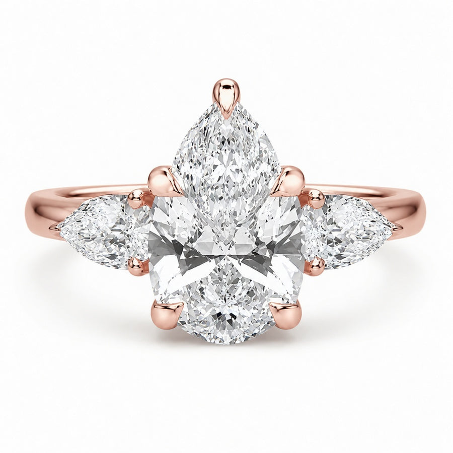 1.80 CT Pear Cut Lab-Grown Diamond Three-Stone Engagement Ring in 14K White Gold – Classic Trilogy Design