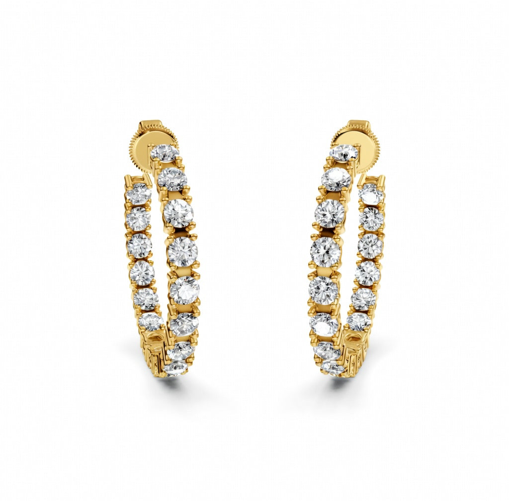 3.28 ct Round Cut Hoop Prong Butterfly Diamond Earrings VS1 D White Gold 14k
