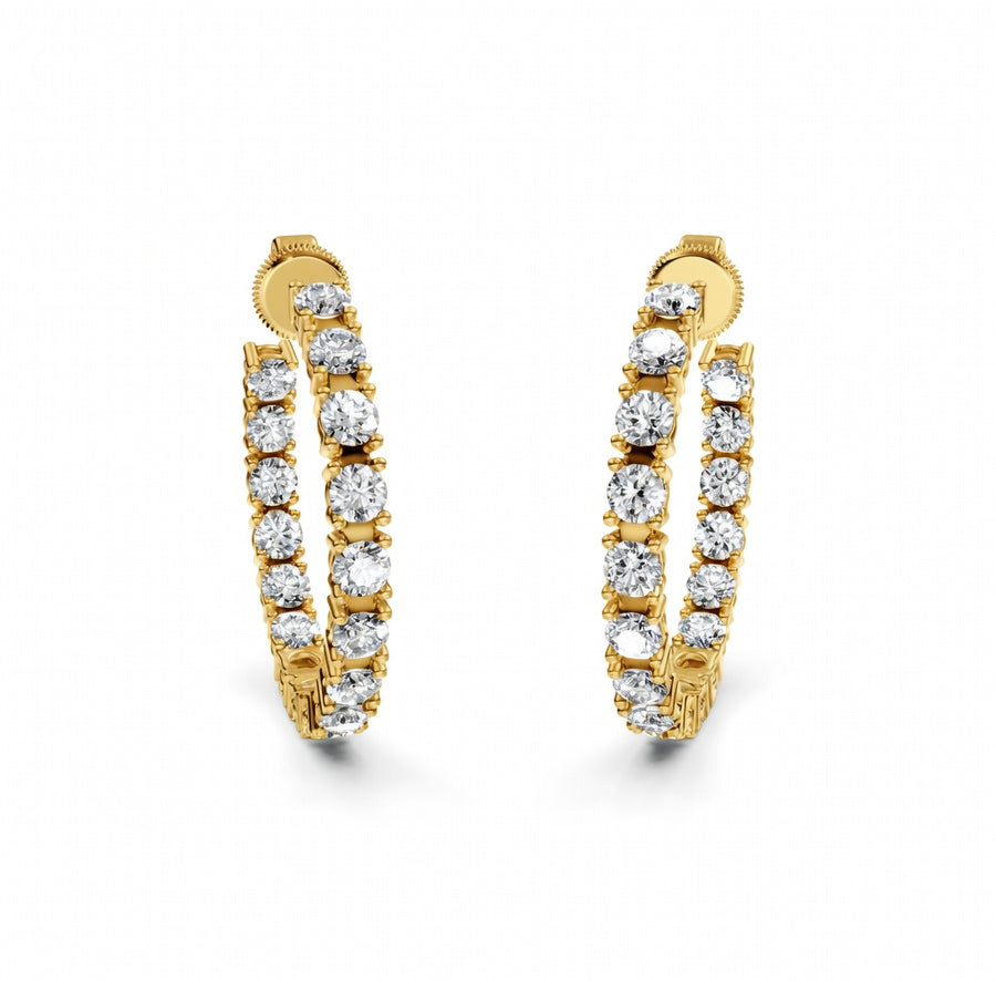 3.28 ct Round Cut Hoop Prong Butterfly Diamond Earrings VS1 D White Gold 14k